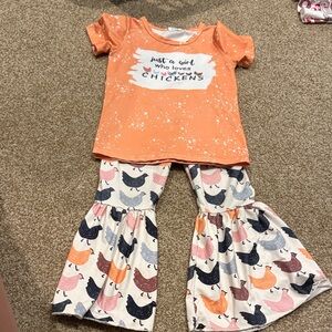 Charming Chicken Print Kids Pajama Set